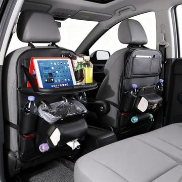 Car Back Seat Organizer Storage Bag with Foldable Table Tray Tablet Holder Tissue Box