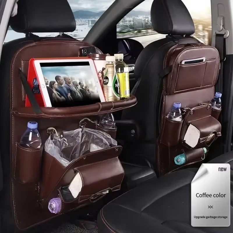 Car Back Seat Organizer Storage Bag with Foldable Table Tray Tablet Holder Tissue Box