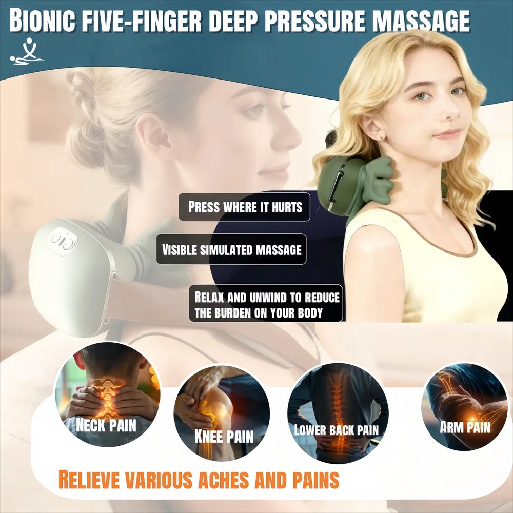 Advanced 4D Shiatsu Neck and Shoulder Massager with Heat & Finger Massage