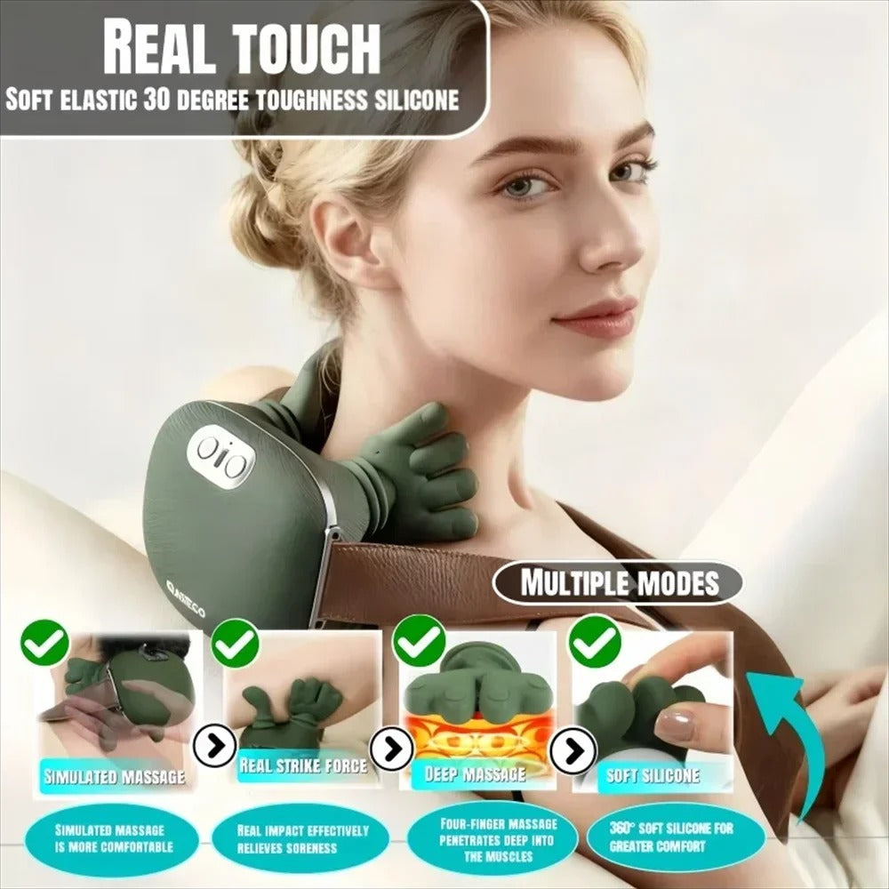 Advanced 4D Shiatsu Neck and Shoulder Massager with Heat & Finger Massage