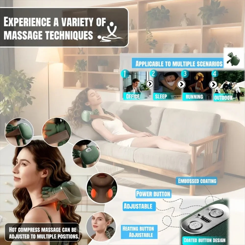 Advanced 4D Shiatsu Neck and Shoulder Massager with Heat & Finger Massage