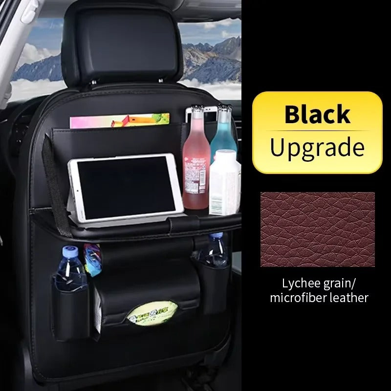 Car Back Seat Organizer Storage Bag with Foldable Table Tray Tablet Holder Tissue Box